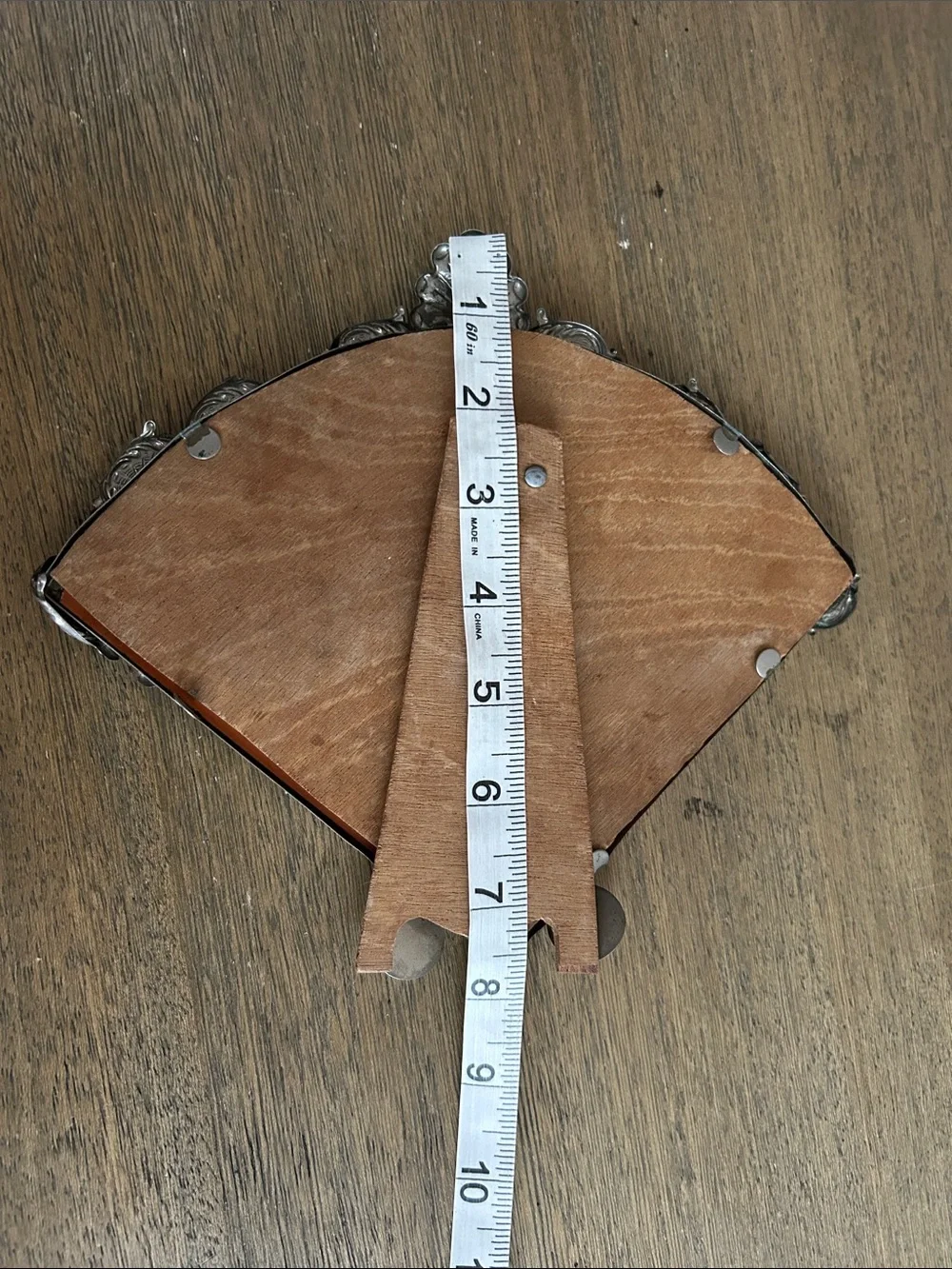 Vintage French Art Deco Vanity Table Mirror. Decorative Fan Shape Design.